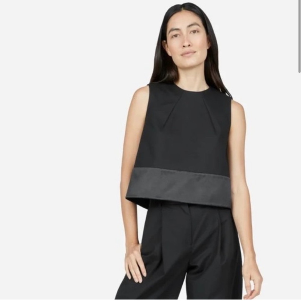 Everlane E2 Open Back Boxy Two Tone Satin Top